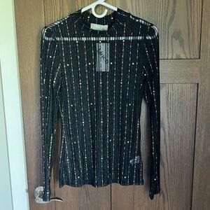 Black and Gold Striped Long Sleeve Sheet Top